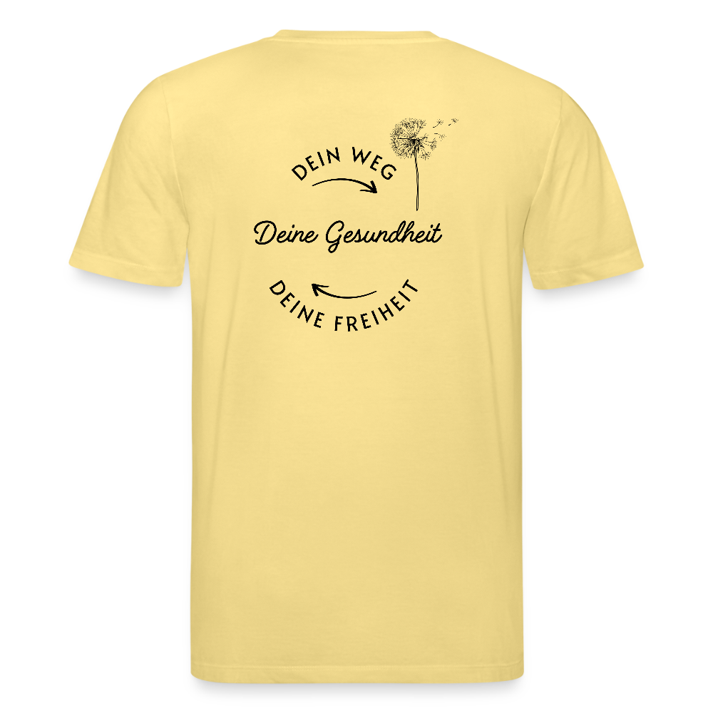 Gesundheit schafft Freiheit (3) / 100% Bio T-Shirt Herren (weiß) - Gelb Viva