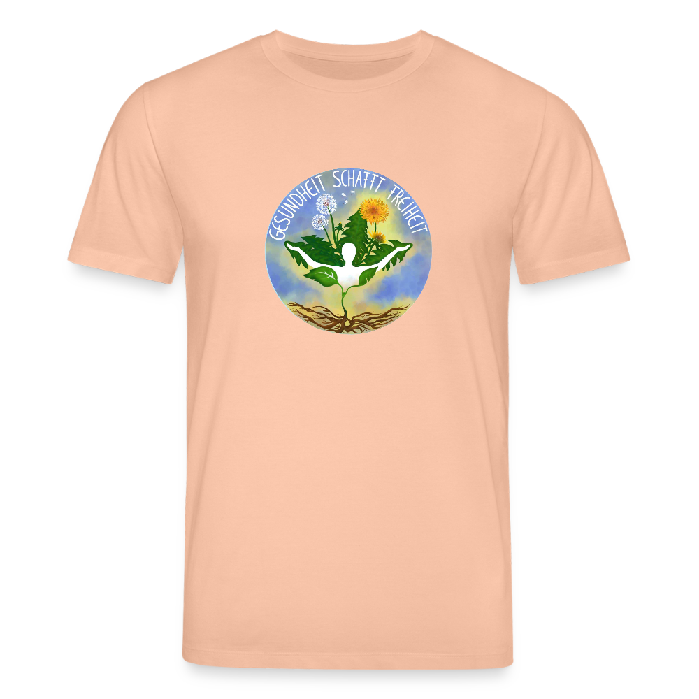 Gesundheit schafft Freiheit (3) / 100% Bio T-Shirt Herren (weiß) - Pfirsich