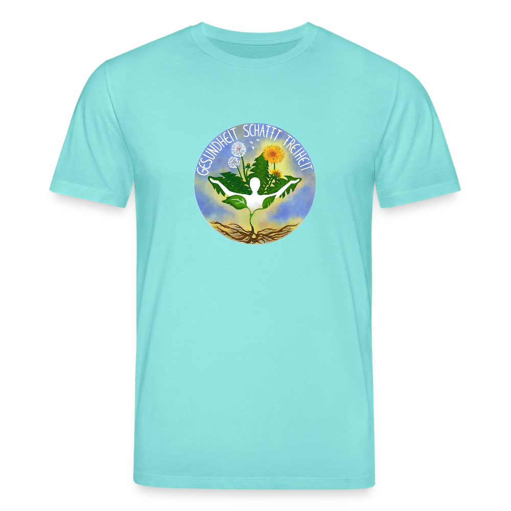 Gesundheit schafft Freiheit (3) / 100% Bio T-Shirt Herren (weiß) - Poolblau
