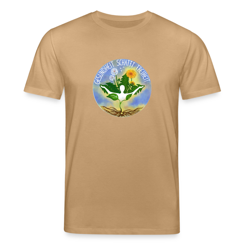 Gesundheit schafft Freiheit (3) / 100% Bio T-Shirt Herren (weiß) - Karamell