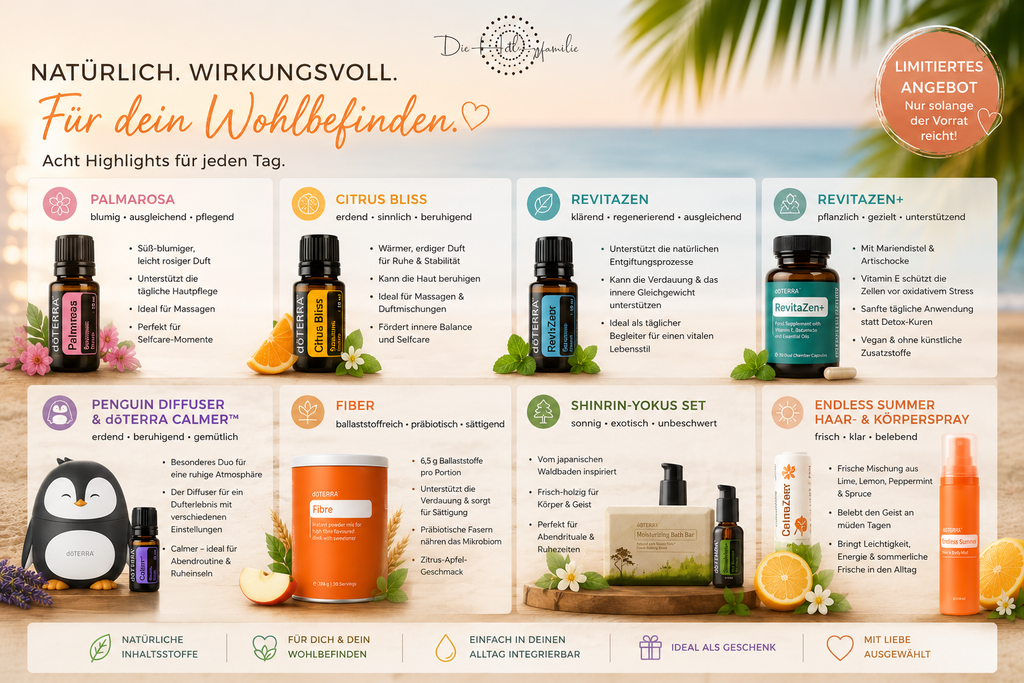 dōTERRA Monatsangebote August 2026 – Sommer, Selfcare & neue Lieblingsprodukte
