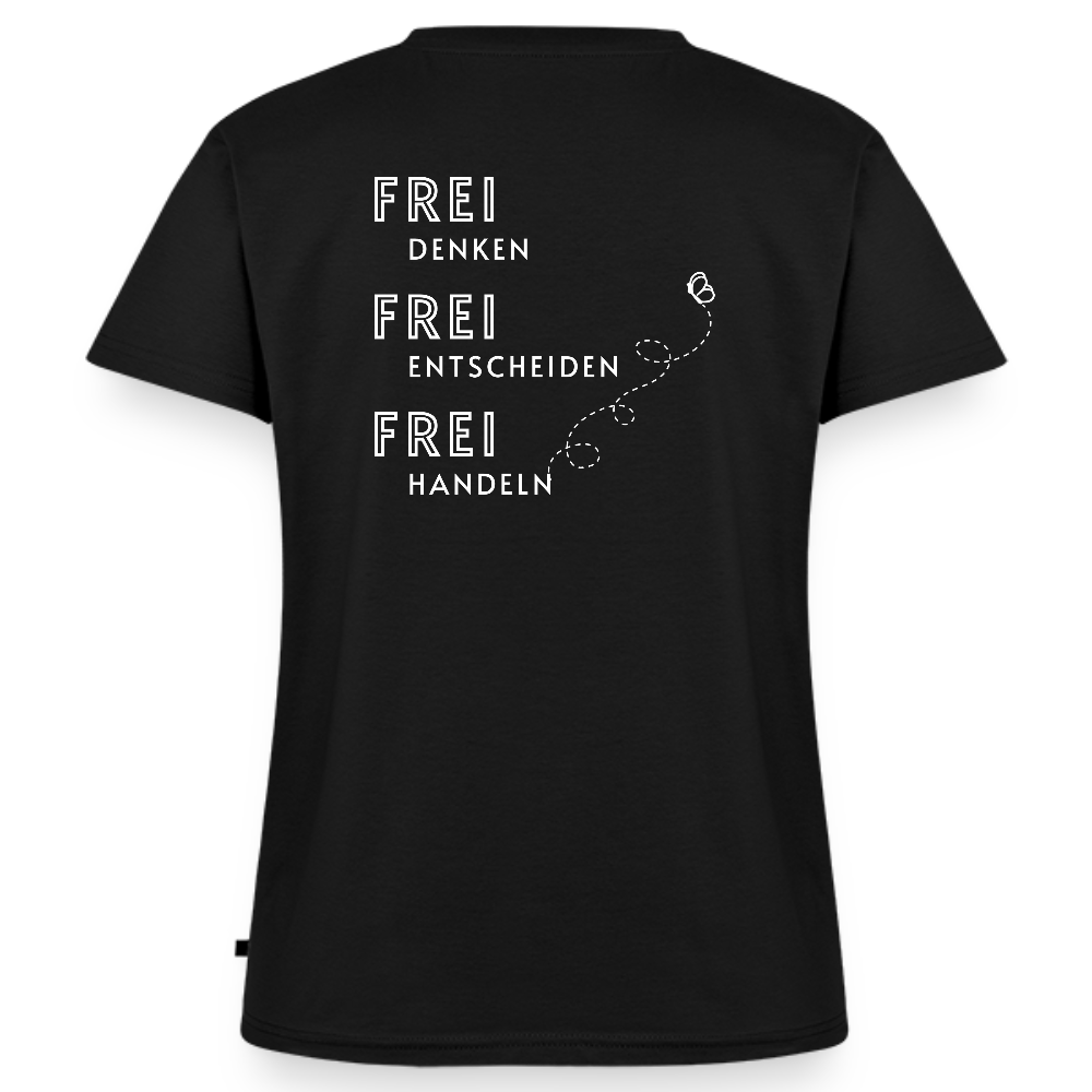 Gesundheit schafft Freiheit (FREI) / 100% Bio Frauen Bio-T-Shirt mit V-Ausschnitt - Schwarz
