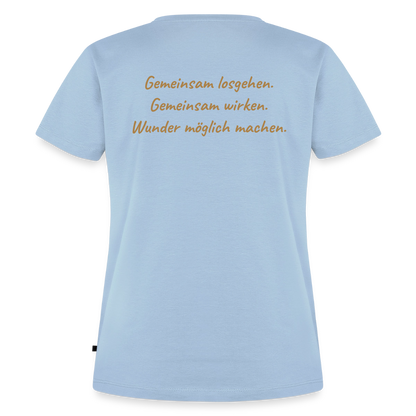 Die Eule / Gemeinsam losgehen - 100% BIO Frauen Premium T-Shirt - Hellblau