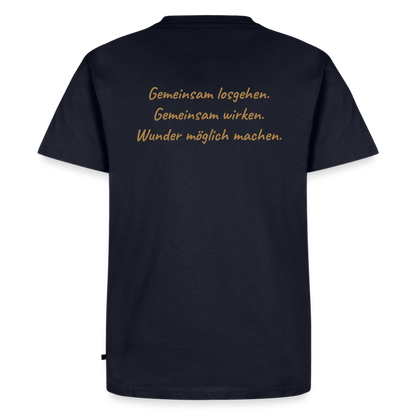 Die Eule / Gemeinsam losgehen - 100% BIO Männer Premium T-Shirt - Navy
