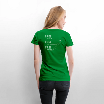 Gesundheit schafft Freiheit (FREI) / 100% Bio Frauen Premium T-Shirt (weiß) - Grün