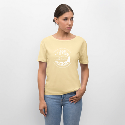 Wissen schafft Freiheit (Entfalte dein Sein) / 100% Bio Frauen T-Shirt Relaxed Rundhals - Creme
