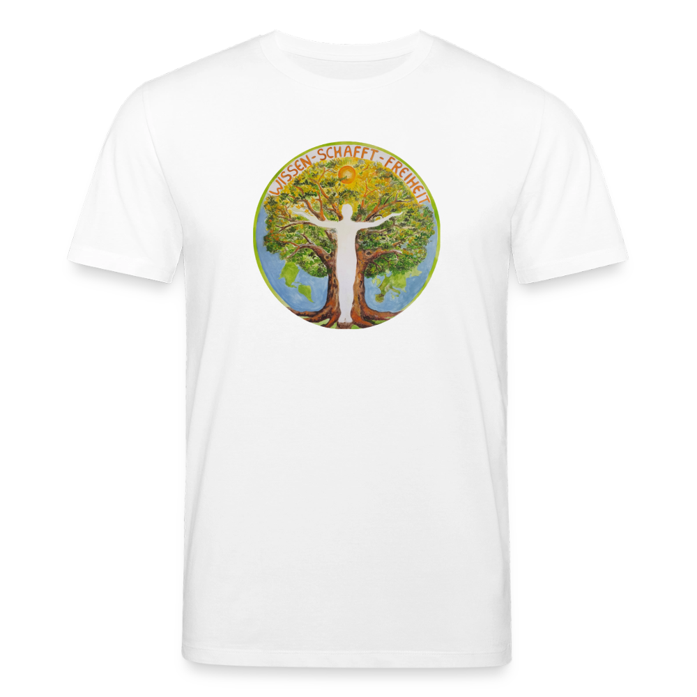 Wissen schafft Freiheit (Natürlich) / 100% Bio T-Shirt Herren - Weiß