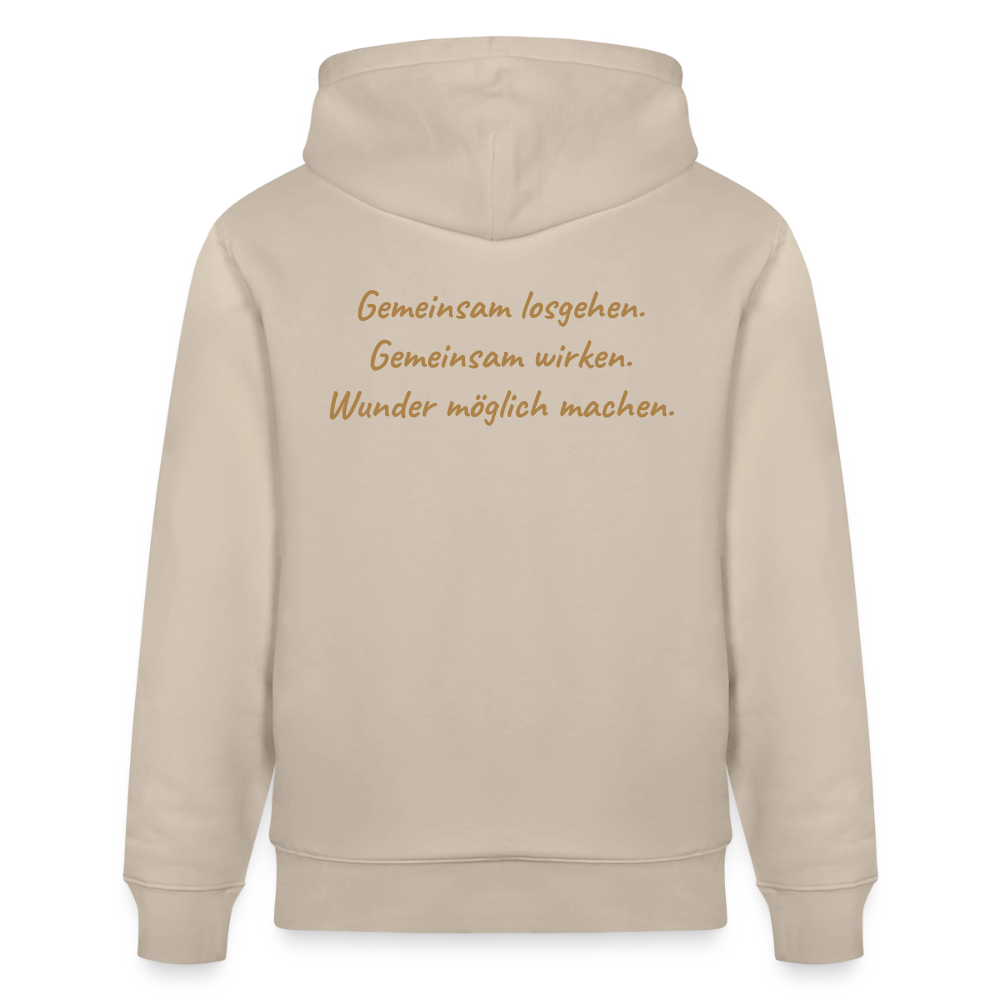 Die Eule / Gemeinsam losgehen - 100% BIO Unisex Bio-Hoodie CRUISER - Beige