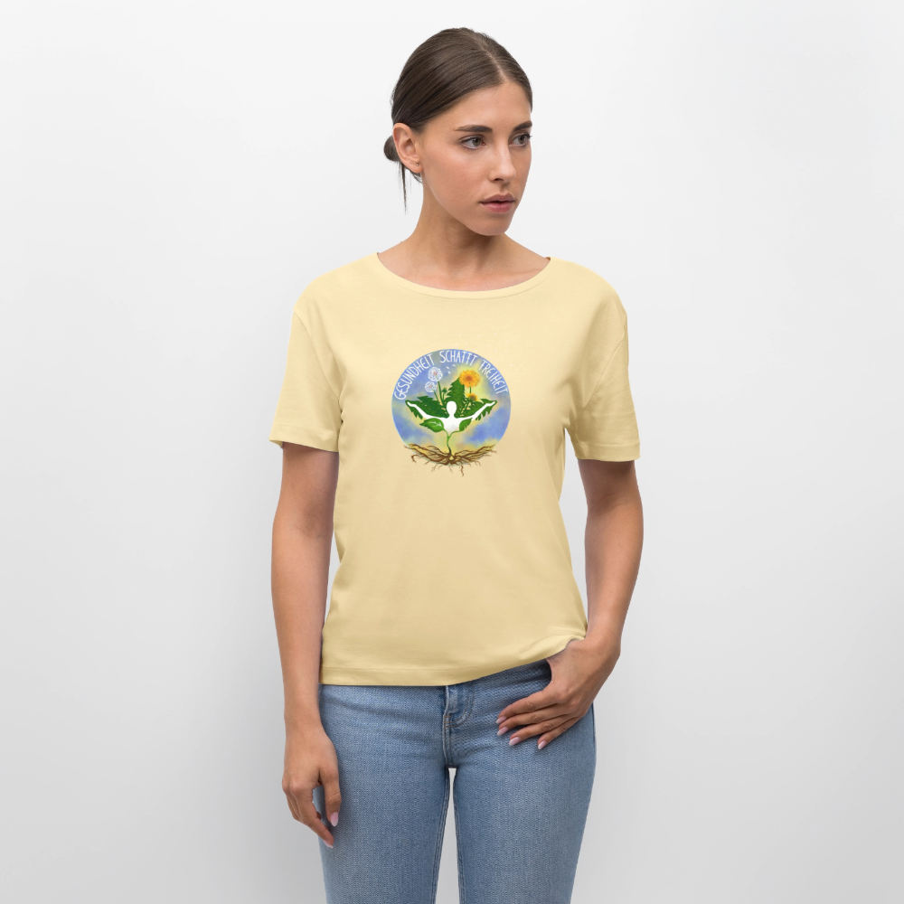 Gesundheit schafft Freiheit (Eins mit der Natur) / 100% Bio Frauen T-Shirt Relaxed Rundhals - Creme