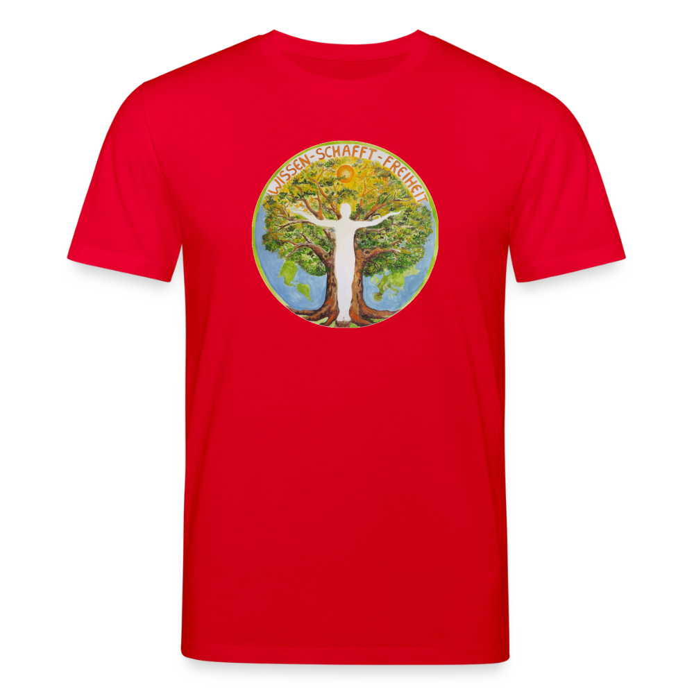 Wissen schafft Freiheit (Natürlich) / 100% Bio T-Shirt Herren - Rot