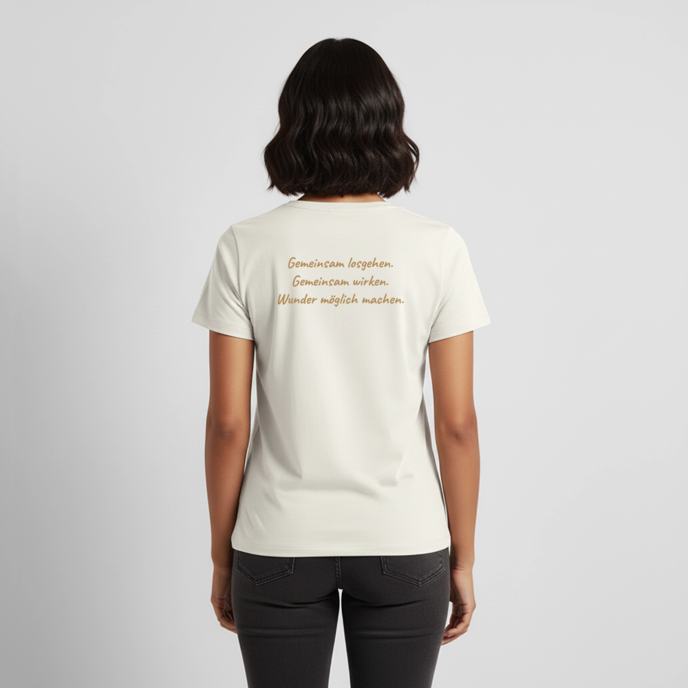Die Eule / Gemeinsam losgehen - 100% BIO Frauen Premium T-Shirt - Naturweiß