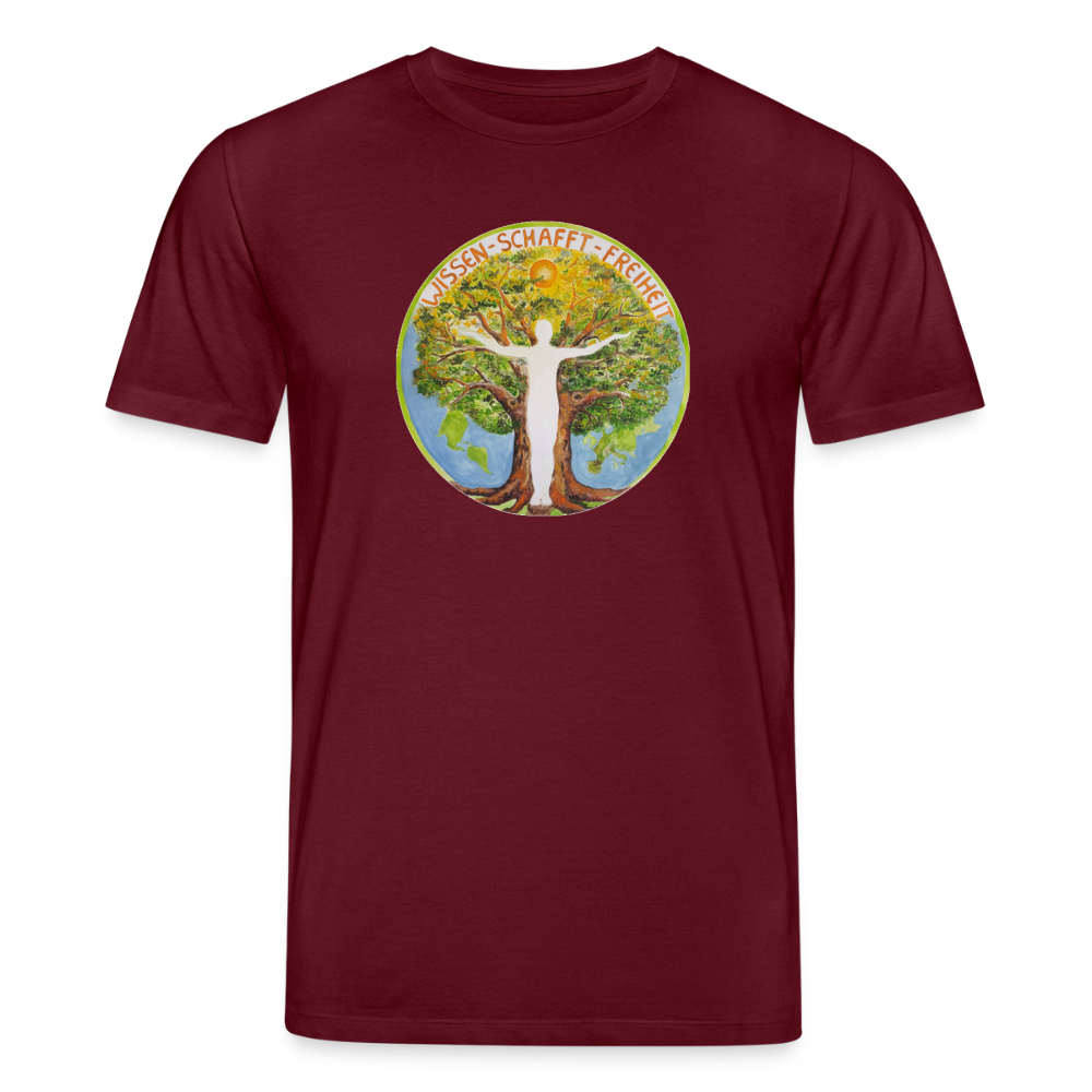 Wissen schafft Freiheit (Natürlich) / 100% Bio T-Shirt Herren - Burgunderrot
