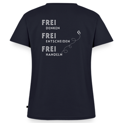Gesundheit schafft Freiheit (FREI) / 100% Bio Frauen Bio-T-Shirt mit V-Ausschnitt - Navy