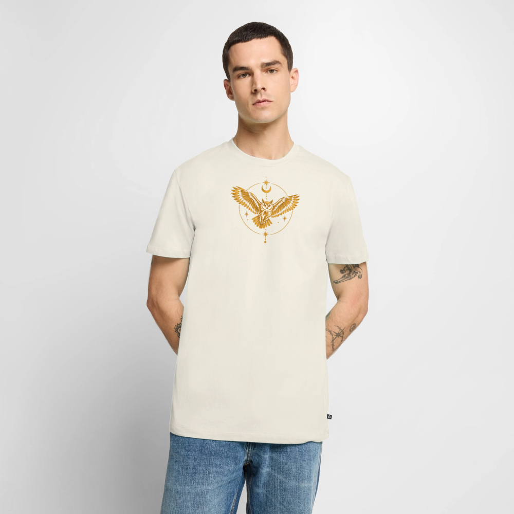 Die Eule / Gemeinsam losgehen - 100% BIO Männer Premium T-Shirt - Naturweiß