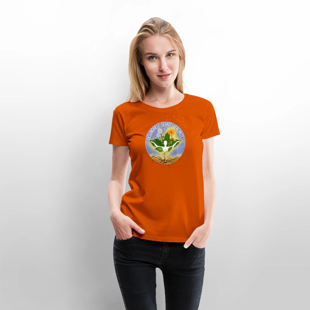 Gesundheit schafft Freiheit (1) / 100% Bio Frauen Premium T-Shirt (weiß) - Orange 