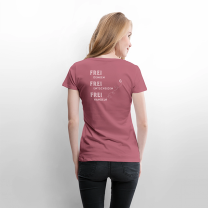 Gesundheit schafft Freiheit (FREI) / 100% Bio Frauen Premium T-Shirt (weiß) - Mauve