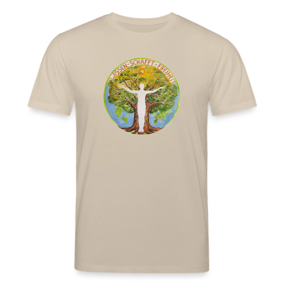 Wissen schafft Freiheit (Natürlich) / 100% Bio T-Shirt Herren - Beige