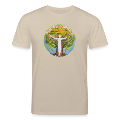 Wissen schafft Freiheit (Natürlich) / 100% Bio T-Shirt Herren - Beige