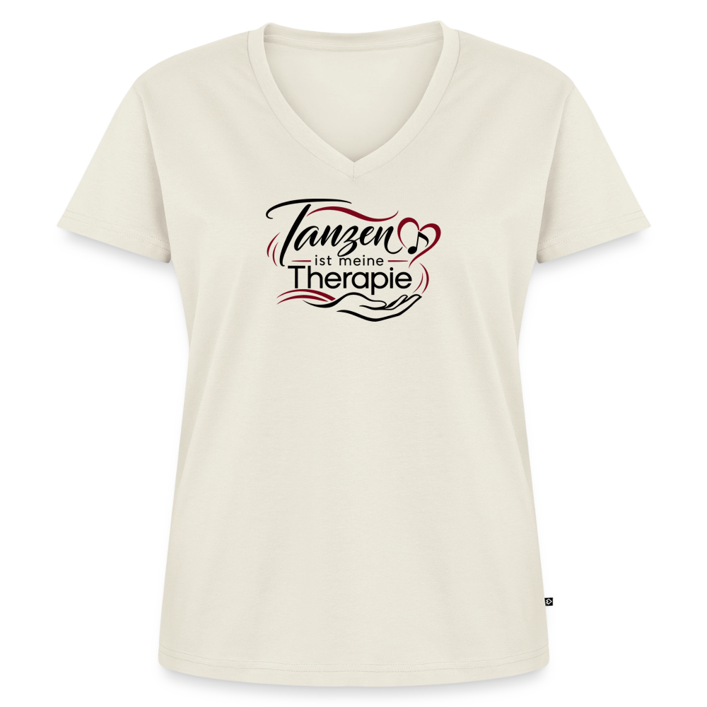 Tanzen ist meine Therapie - 100% Bio- T-Shirt mit V-Ausschnitt - Naturweiß