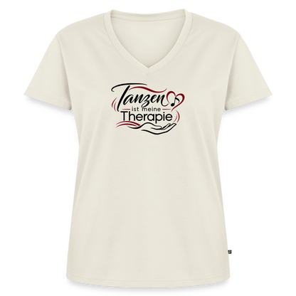 Tanzen ist meine Therapie - 100% Bio- T-Shirt mit V-Ausschnitt - Naturweiß