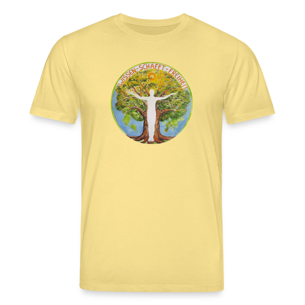 Wissen schafft Freiheit (Natürlich) / 100% Bio T-Shirt Herren - Gelb Viva 