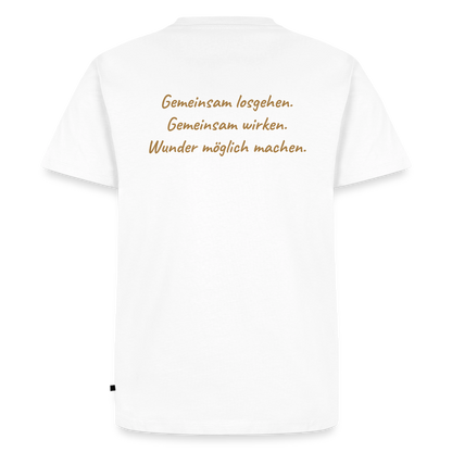 Die Eule / Gemeinsam losgehen - 100% BIO Männer Premium T-Shirt - Weiß