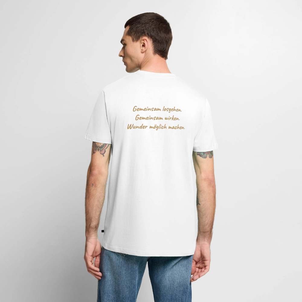Die Eule / Gemeinsam losgehen - 100% BIO Männer Premium T-Shirt - Weiß