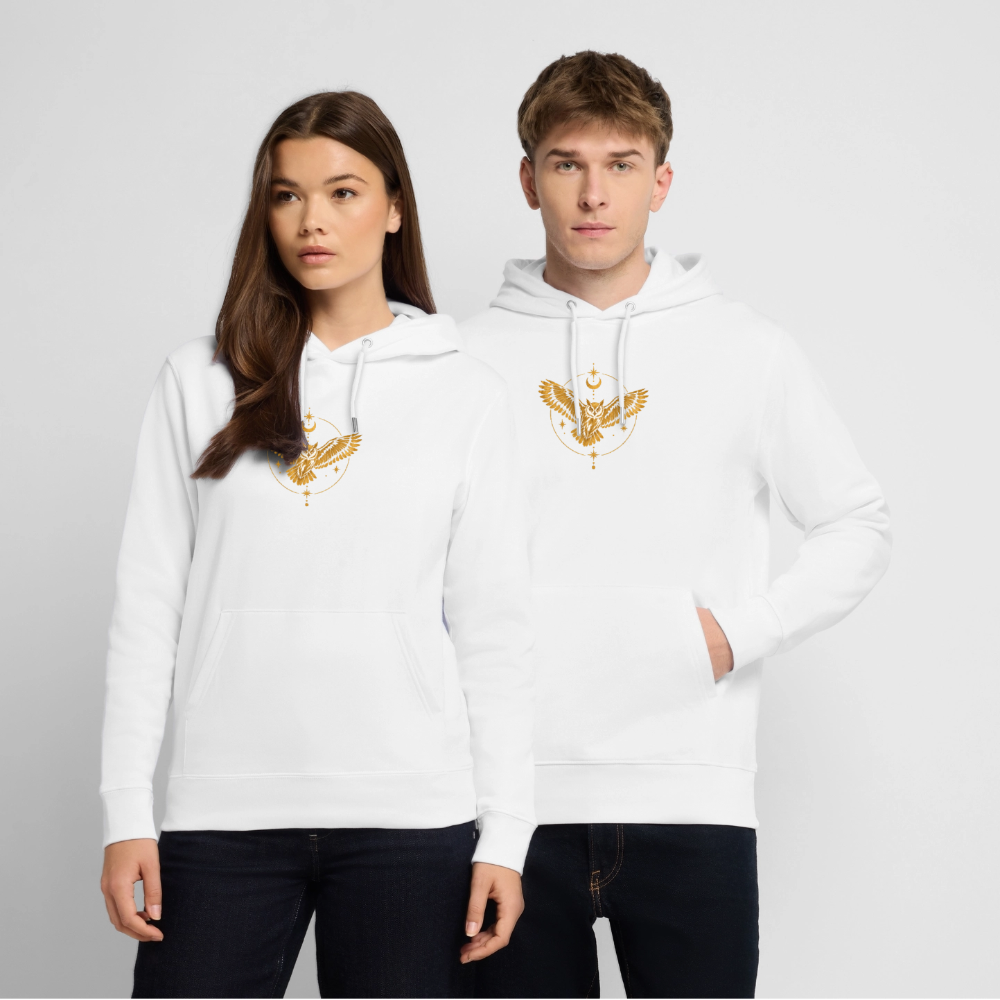 Die Eule / Gemeinsam losgehen - 100% BIO Unisex Bio-Hoodie CRUISER - Weiß