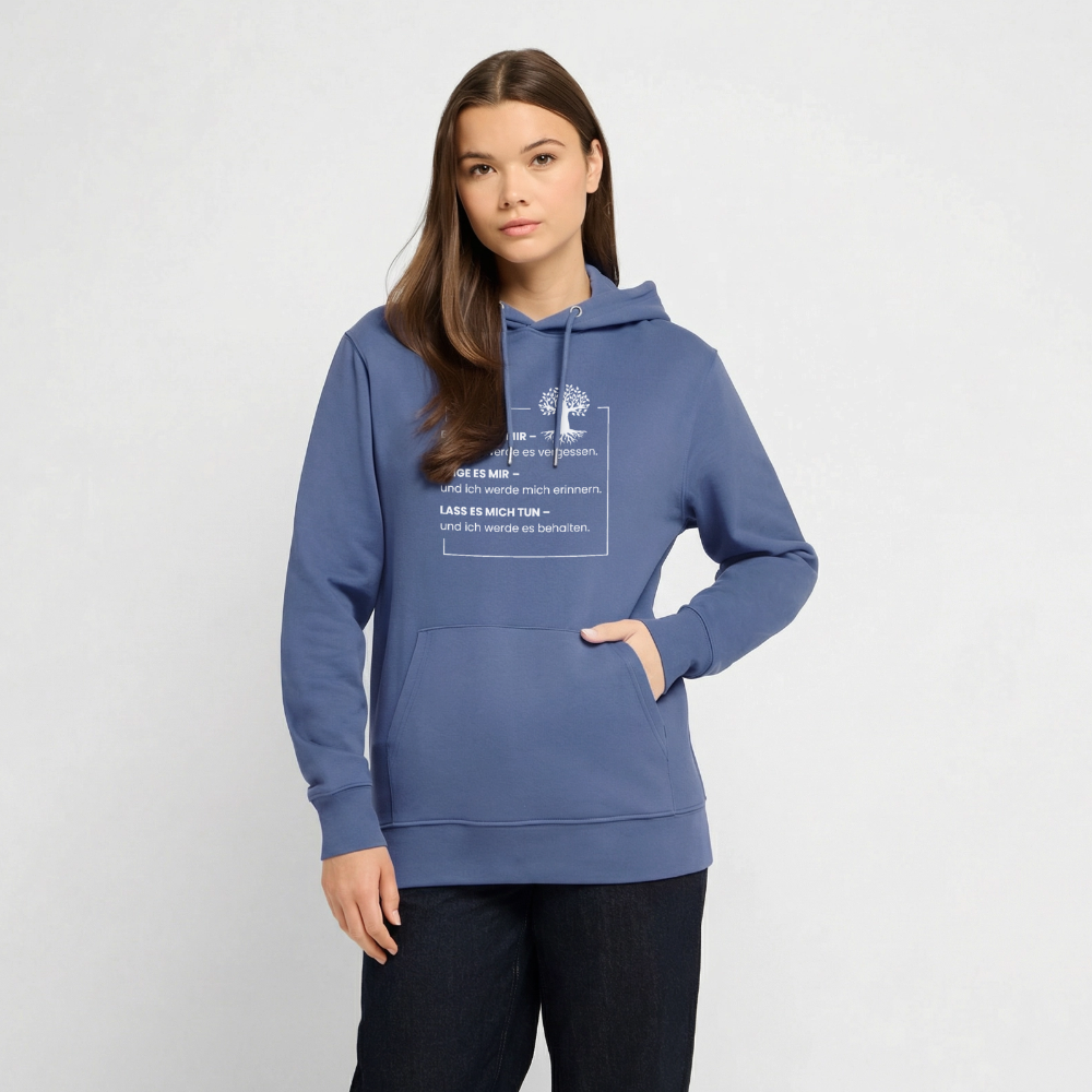 Wissen schafft Freiheit (Erzähle es mir) / Unisex Bio-Hoodie - Blau