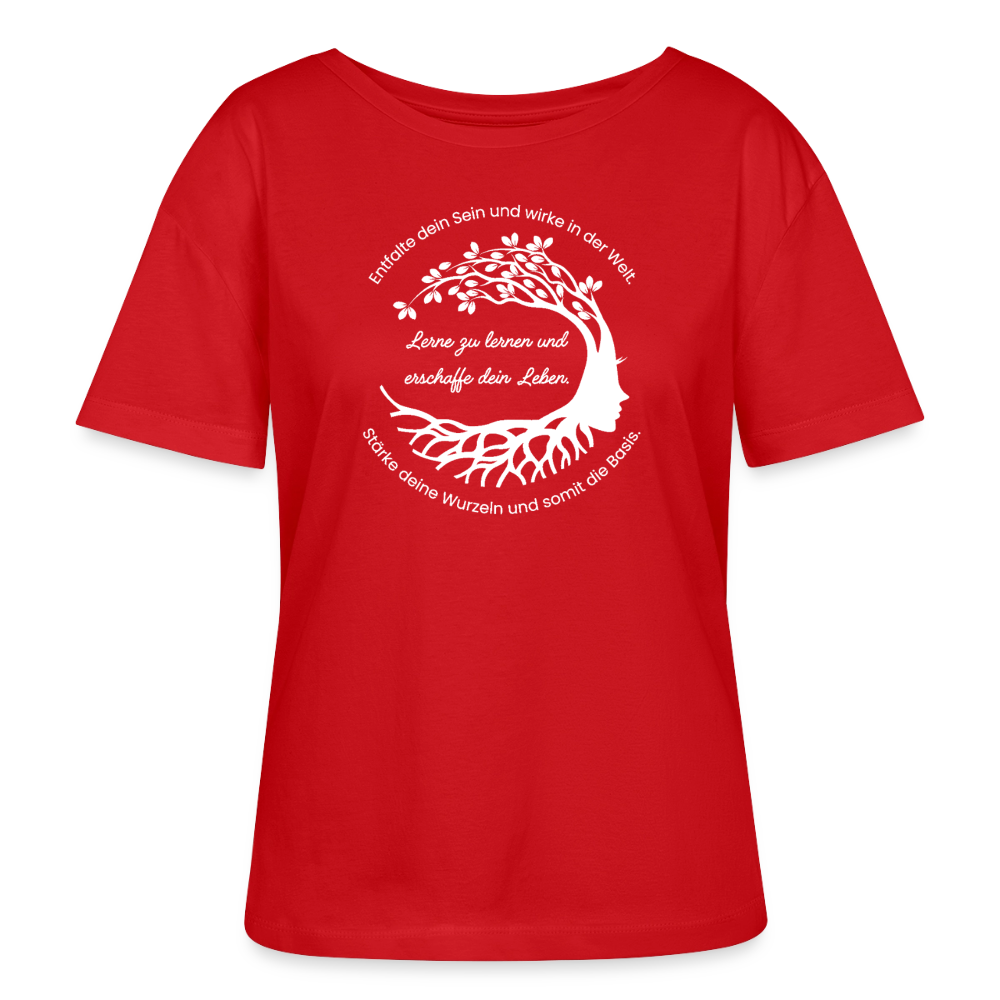 Wissen schafft Freiheit (Entfalte dein Sein) / 100% Bio Frauen T-Shirt Relaxed Rundhals - Rot