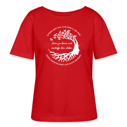 Wissen schafft Freiheit (Entfalte dein Sein) / 100% Bio Frauen T-Shirt Relaxed Rundhals - Rot