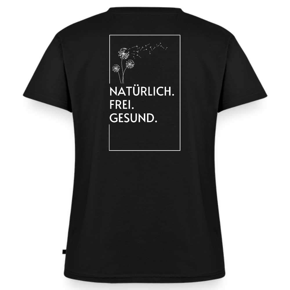 Gesundheit schafft Freiheit (Natürlich) / 100% Bio Frauen Bio-T-Shirt mit V-Ausschnitt - Schwarz