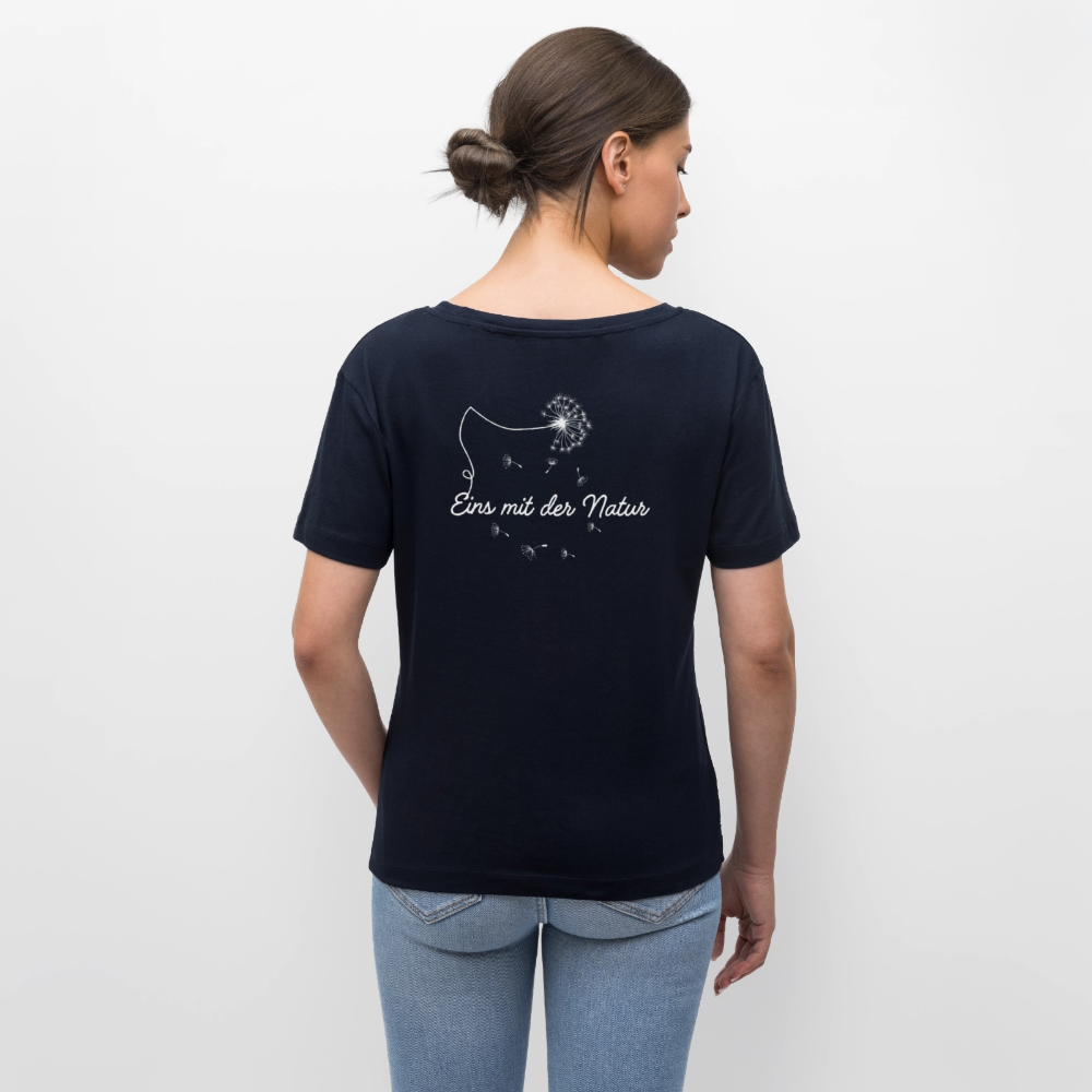 Gesundheit schafft Freiheit (Eins mit der Natur) / 100% Bio Frauen T-Shirt Relaxed Rundhals - Navy