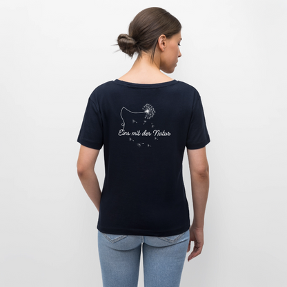 Gesundheit schafft Freiheit (Eins mit der Natur) / 100% Bio Frauen T-Shirt Relaxed Rundhals - Navy