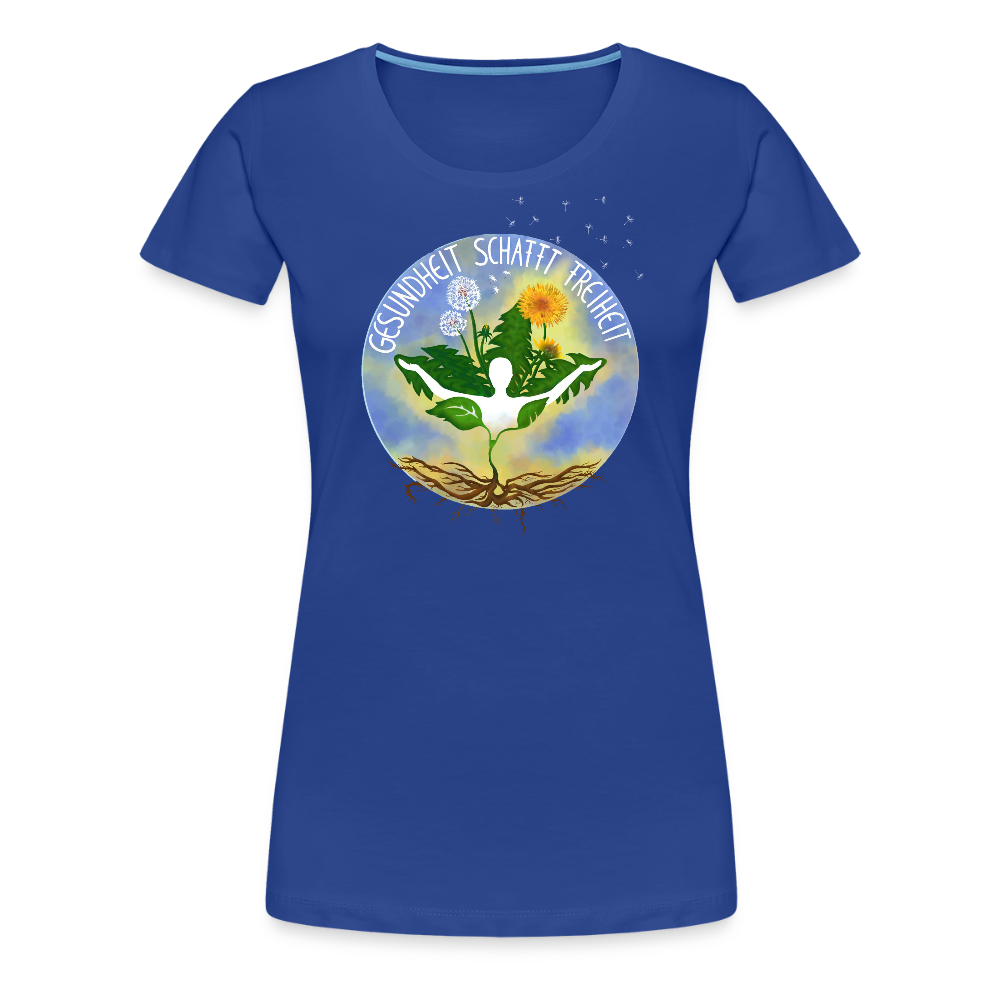 Gesundheit schafft Freiheit (Natürlich) / 100% Bio Frauen Premium T-Shirt (weiß) - Königsblau
