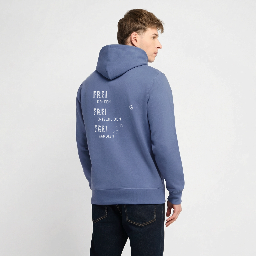 Gesundheit schafft Freiheit (FREI) / 100% Bio Unisex-Kapuzenpullover - Blau