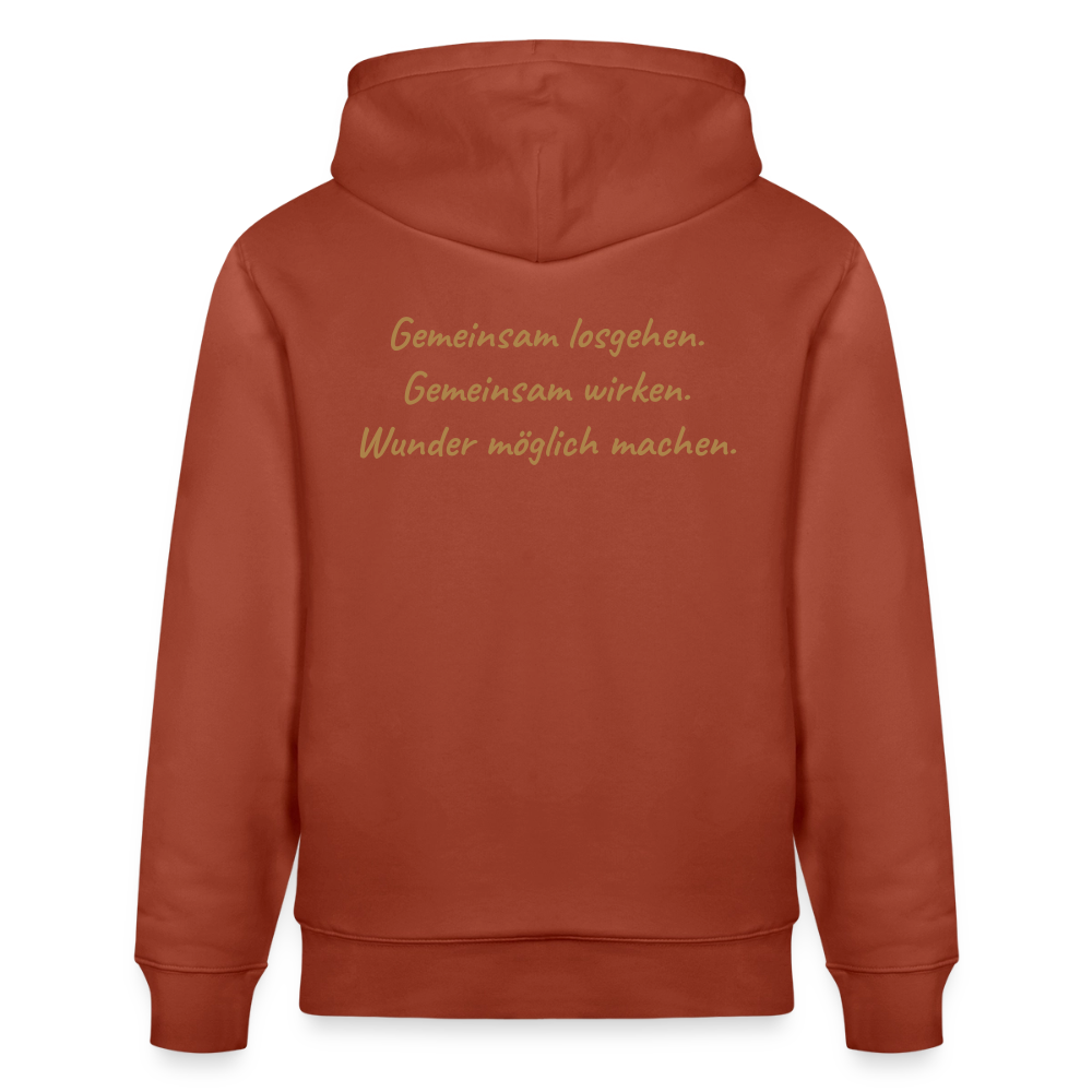 Die Eule / Gemeinsam losgehen - 100% BIO Unisex Bio-Hoodie CRUISER - Terrakotta