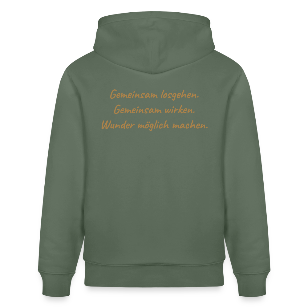 Die Eule / Gemeinsam losgehen - 100% BIO Unisex Bio-Hoodie CRUISER - Tanngrün
