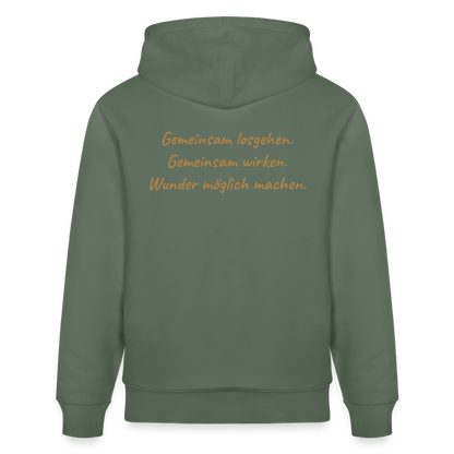 Die Eule / Gemeinsam losgehen - 100% BIO Unisex Bio-Hoodie CRUISER - Tanngrün