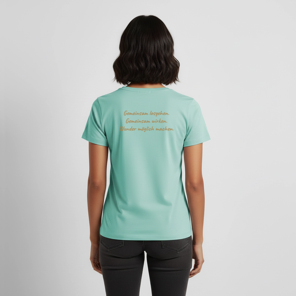 Die Eule / Gemeinsam losgehen - 100% BIO Frauen Premium T-Shirt - Mint 