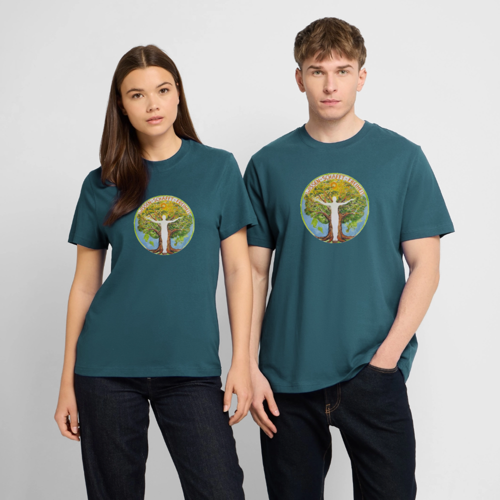 Wissen schafft Freiheit (Natürlich) / 100% Bio T-Shirt Herren - Dunkles Petrol