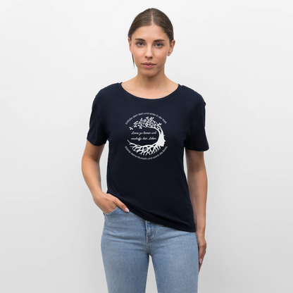 Wissen schafft Freiheit (Entfalte dein Sein) / 100% Bio Frauen T-Shirt Relaxed Rundhals - Navy