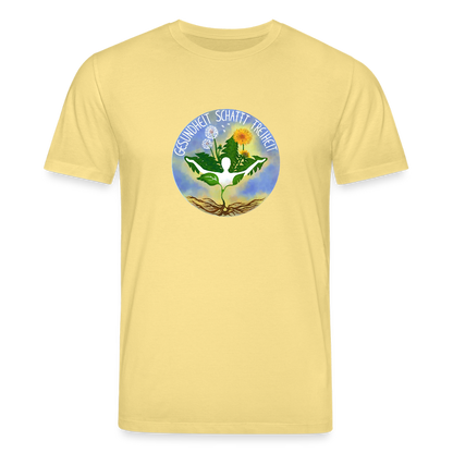 Gesundheit schafft Freiheit (3) / 100% Bio T-Shirt Herren (weiß) - Gelb Viva 