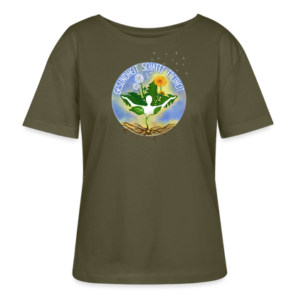 Gesundheit schafft Freiheit (Eins mit der Natur) / 100% Bio Frauen T-Shirt Relaxed Rundhals - Khaki