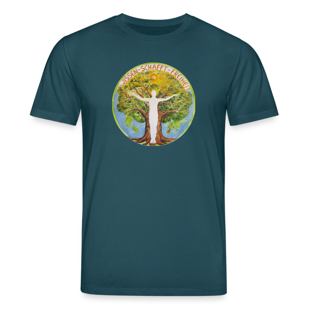 Wissen schafft Freiheit (Natürlich) / 100% Bio T-Shirt Herren - Dunkles Petrol