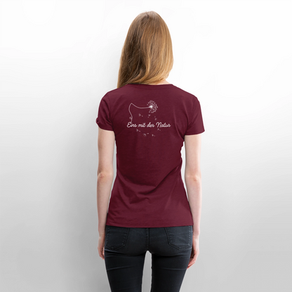 Gesundheit schafft Freiheit (Eins mit der Natur) / 100% Bio Frauen Premium T-Shirt (weiß) - Burgunderrot