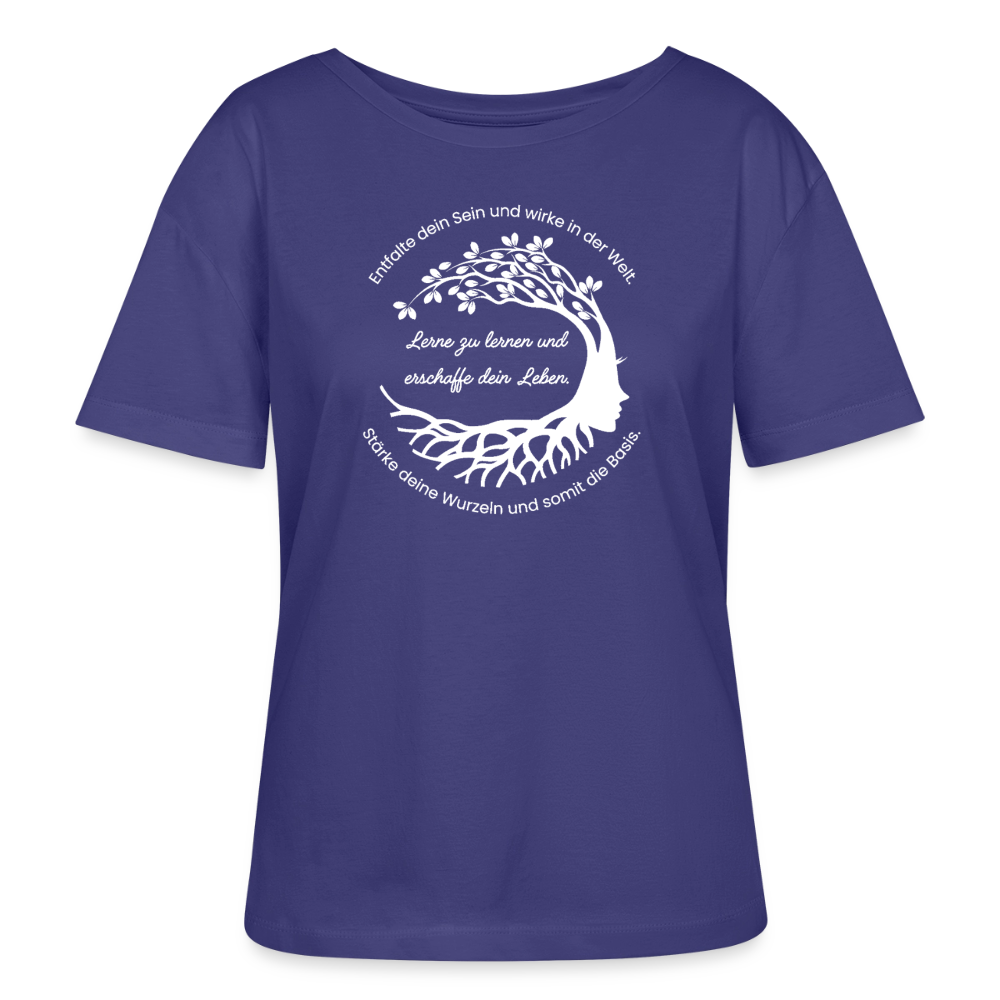 Wissen schafft Freiheit (Entfalte dein Sein) / 100% Bio Frauen T-Shirt Relaxed Rundhals - Dämmerung