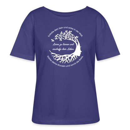 Wissen schafft Freiheit (Entfalte dein Sein) / 100% Bio Frauen T-Shirt Relaxed Rundhals - Dämmerung