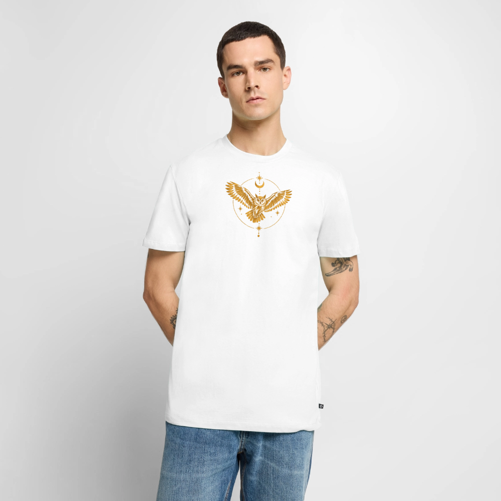 Die Eule / Gemeinsam losgehen - 100% BIO Männer Premium T-Shirt - Weiß