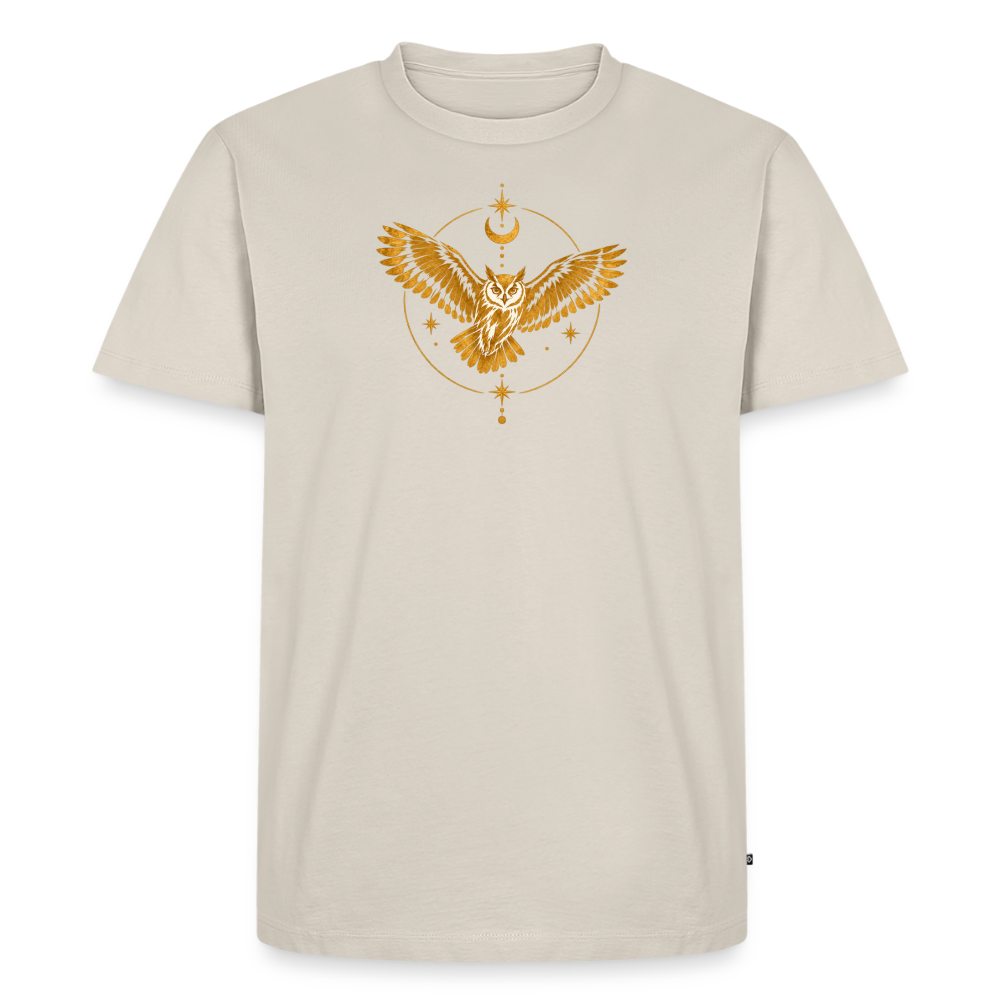 Die Eule / Gemeinsam losgehen - 100% BIO Männer Premium T-Shirt - Beige
